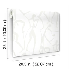 Kép 4/7 - York Táncoló alakok gyöngyházas fehér vlies tapéta Joyful Dancers Pearl 52 cm X 10 m