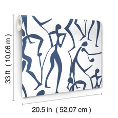 Kép 4/7 - York Táncoló alakok kék vlies tapéta Joyful Dancers Ultramarine 52 cm X 10 m