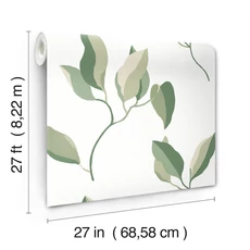 Kép 4/7 - York Nagy levélmintás zöld vlies tapéta Brushwork Branches Leaf Green 68,58 cm X 8,22 m