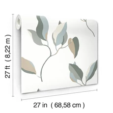 Kép 4/7 - York Nagy levélmintás kék-zöld vlies tapéta Brushwork Branches Mineral Olive 68,58 cm X 8,22 m