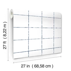Kép 4/7 - York Kék kockás vlies tapéta La Vitre Plaid Ultramarine 68,58 cm X 8,22 m