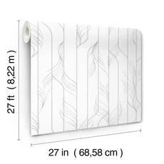 Kép 8/8 - York Fehér-ezüst glamúr vlies tapéta Elemental Thread White & Silver 68,58 cm X 8,22 m