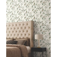 Kép 2/8 - York Magnóliás fehér-zöld vlies tapéta Garden Jewels White 68,58 cm X 8,22 m