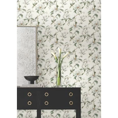 Kép 3/8 - York Magnóliás fehér-zöld vlies tapéta Garden Jewels White 68,58 cm X 8,22 m