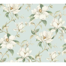Kép 1/8 - York Magnóliás világoskék vlies tapéta Garden Jewels Spa 68,58 cm X 8,22 m