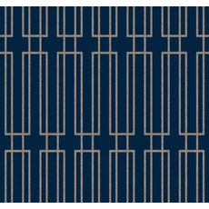 Kép 1/8 - York Art deco stílusú kék-arany vlies tapéta csillámló üveggyöngyökkel Terrace Navy 68,58 cm X 8,22 m