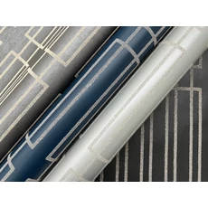 Kép 5/8 - York Art deco stílusú kék-arany vlies tapéta csillámló üveggyöngyökkel Terrace Navy 68,58 cm X 8,22 m