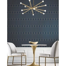 Kép 2/8 - York Art deco stílusú kék-arany vlies tapéta csillámló üveggyöngyökkel Terrace Navy 68,58 cm X 8,22 m