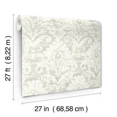 Kép 9/9 - York Barokk mintás bézs vlies tapéta Velvet Crush Damask Cream & Pearl 68,58 cm X 8,22 m