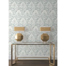 Kép 2/9 - York Barokk mintás kék vlies tapéta Velvet Crush Damask Blue & Pearl 68,58 cm X 8,22 m