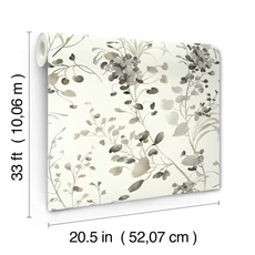 Kép 8/8 - York Modern szürkésbarna vlies tapéta Spring Whispers Charcoal 52 cm X 10 m