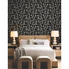 Kép 2/8 - York Elegáns absztrakt fekete vlies tapéta Craftsman Geometric Black 68,58 cm X 8,22 m