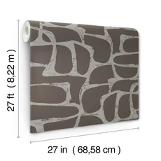 Kép 8/8 - York Elegáns absztrakt sötétbarna vlies tapéta Craftsman Geometric Mocha 68,58 cm X 8,22 m