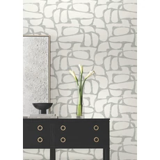 Kép 3/8 - York Elegáns absztrakt fehér-ezüst vlies tapéta Craftsman Geometric White & Silver 68,58 cm X 8,22 m