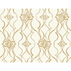 Kép 1/9 - York Elegáns fehér-arany vlies tapéta Pirouette White-Gold 68,58 cm X 8,22 m
