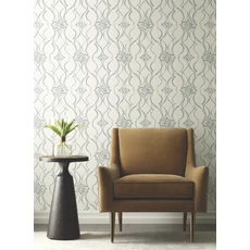 Kép 2/9 - York Elegáns fehér-ezüst vlies tapéta Pirouette White-Silver 68,58 cm X 8,22 m