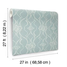 Kép 9/9 - York Elegáns kék vlies tapéta Pirouette Spa 68,58 cm X 8,22 m