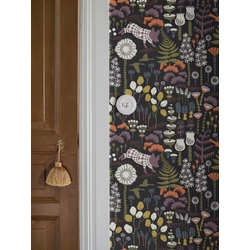 Boras Vidám állatos modern fekete vlies tapéta Hanna Werning Hoppmosse Black 53 cm X 10 m