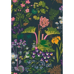 Boras Virágos modern sötétkék vlies tapéta Gocken Jobs Rabarber Multi 53 cm X 10 m