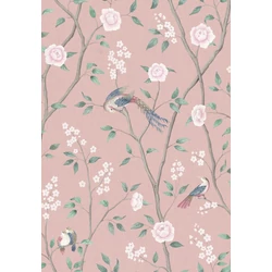 Boras Romantikus madaras virágos rózsaszín vlies tapéta Paradise Birds Pink 53 cm X 10 m