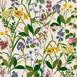 Boras Színes virágos zöld vlies tapéta Gocken Jobs Ros och Lilja Multi 53 cm X 10 m