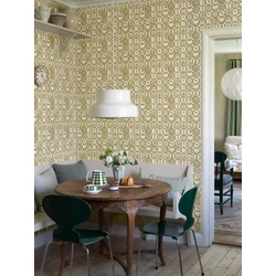 Boras Gyümölcs mintás retro sárga vlies tapéta Stig Lindberg Fruktlåda Yellow 53 cm X 10 m