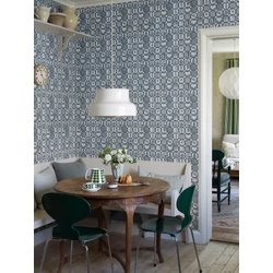 Boras Gyümölcs mintás retro kék vlies tapéta Stig Lindberg Fruktlåda Blue 53 cm X 10 m