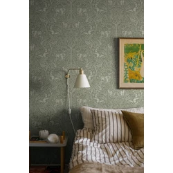 Boras Erdei állatos zöld vlies tapéta Under the Elder Tree Green 53 cm X 10 m