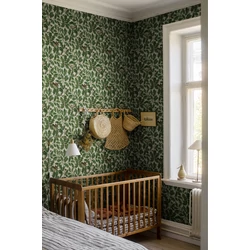 Boras Madaras levélmintás zöld vlies tapéta In the Oak Green 49 cm X 10 m