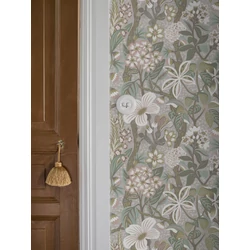 Boras Modern szürke-zöld vlies tapéta virág mintával Friviva Grey 49 cm X 10 m