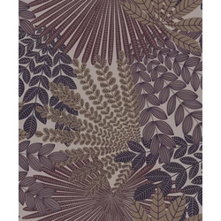 Boras Egzotikus levél mintás lila vlies tapéta Velvet Leaves Purple 53 cm X 10 m