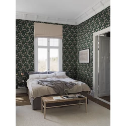 Boras Pipacsos romantikus fekete vlies tapéta Poppy Flow Black 53 cm X 10 m