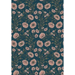 Boras Pipacsos romantikus kék vlies tapéta Poppy Flow Blue 53 cm X 10 m