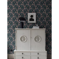 Boras Pipacsos romantikus kék vlies tapéta Poppy Flow Blue 53 cm X 10 m