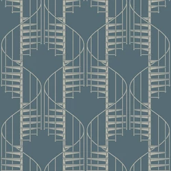 Boras Geometriai mintás kék vlies tapéta Staircase Blue 53 cm X 10 m