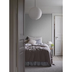 Boras Romantikus virágos rácsos kék-szürke vlies tapéta Sommarslöja Grey 53 cm X 10 m