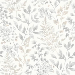 Boras Vintage levél mintás szürke vlies tapéta Sigrid Grey 53 cm X 10 m