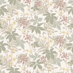 Boras Levél mintás zöld-sárga vlies tapéta Lindskog Multi 53 cm X 10 m