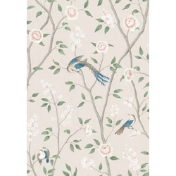 Boras Romantikus madaras virágos bézs vlies tapéta Paradise Birds Multi 53 cm X 10 m