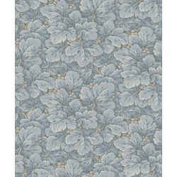 Boras Gobelin hatású klasszikus levél mintás kék vlies tapéta Waldemar Blue 53 cm X 10 m