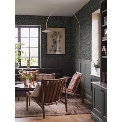 Boras Gobelin hatású klasszikus levél mintás sötétkék vlies tapéta Waldemar Blue 53 cm X 10 m