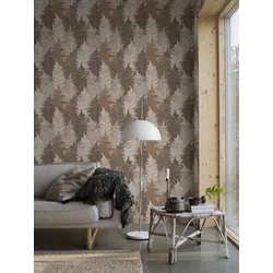 Boras Páfrányos modern barna vlies tapéta Fern Forest Brown 53 cm X 10 m