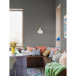 Boras Geoemtriai mintás modern fekete-fehér vlies tapéta Arne Jacobsen Trapez Black White 53 cm X 10 m