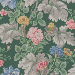 Boras Romantikus nagy virágos zöld vlies tapéta Carnation Garden Green 53 cm X 10 m