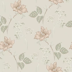 Boras Romantikus virágos bézs vlies tapéta Valborg Beige 53 cm X 10 m