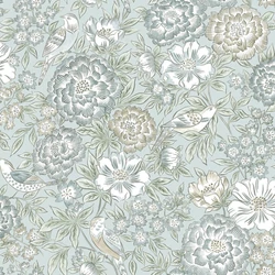 Boras Romantikus virágos madaras kék vlies tapéta Dagmar Blue 53 cm X 10 m