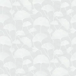 Boras Ginko mintás modern fehér vlies tapéta Sophia White 53 cm X 10 m