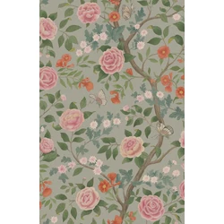 Boras Rózsás lepkés romantikus zöld vlies tapéta Kamelia Green 49 cm X 10 m