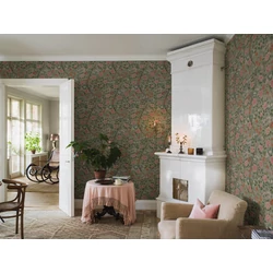 Boras Rózsás lepkés romantikus zöld vlies tapéta Kamelia Green 49 cm X 10 m