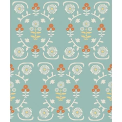 Boras Virág mintás vintage kék vlies tapéta Isolde 53 cm X 10 m